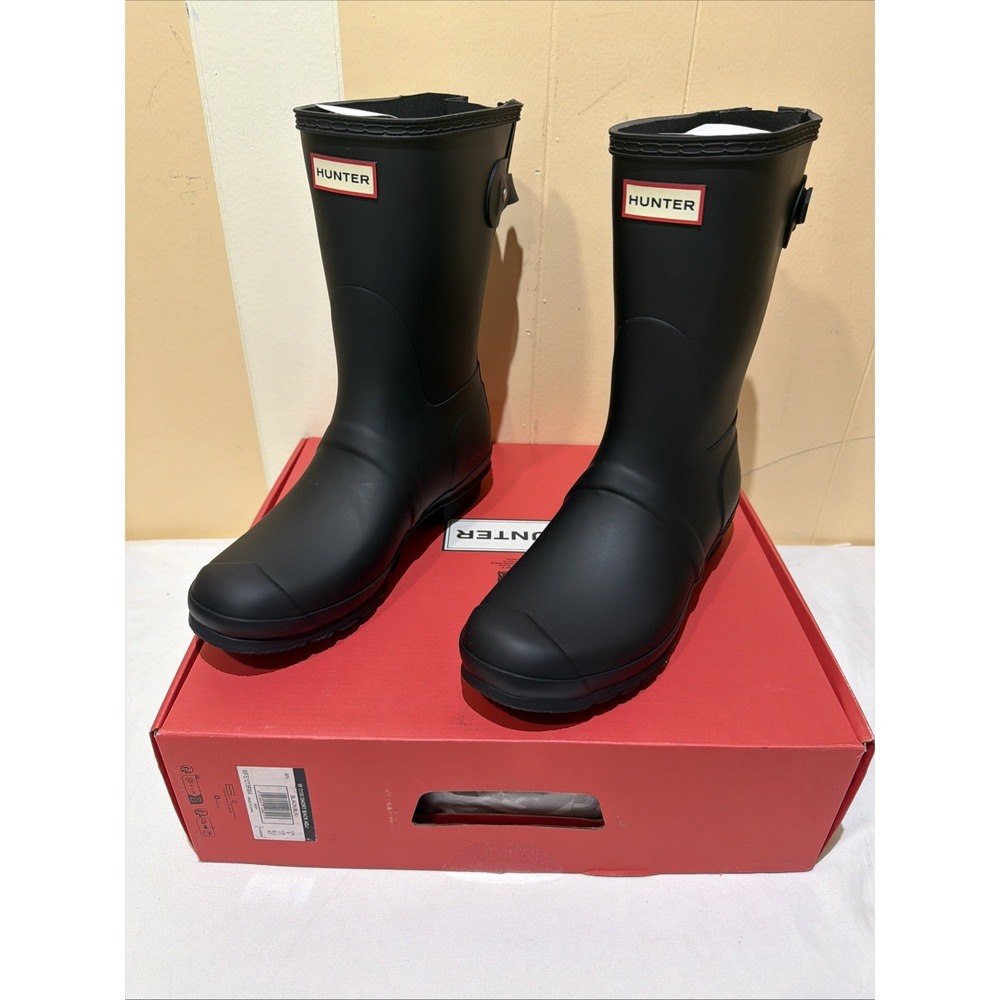 Hunter Original Women's Short Back Adjustable black Rain Boots. Size US 11. New - Picture 3 of 11